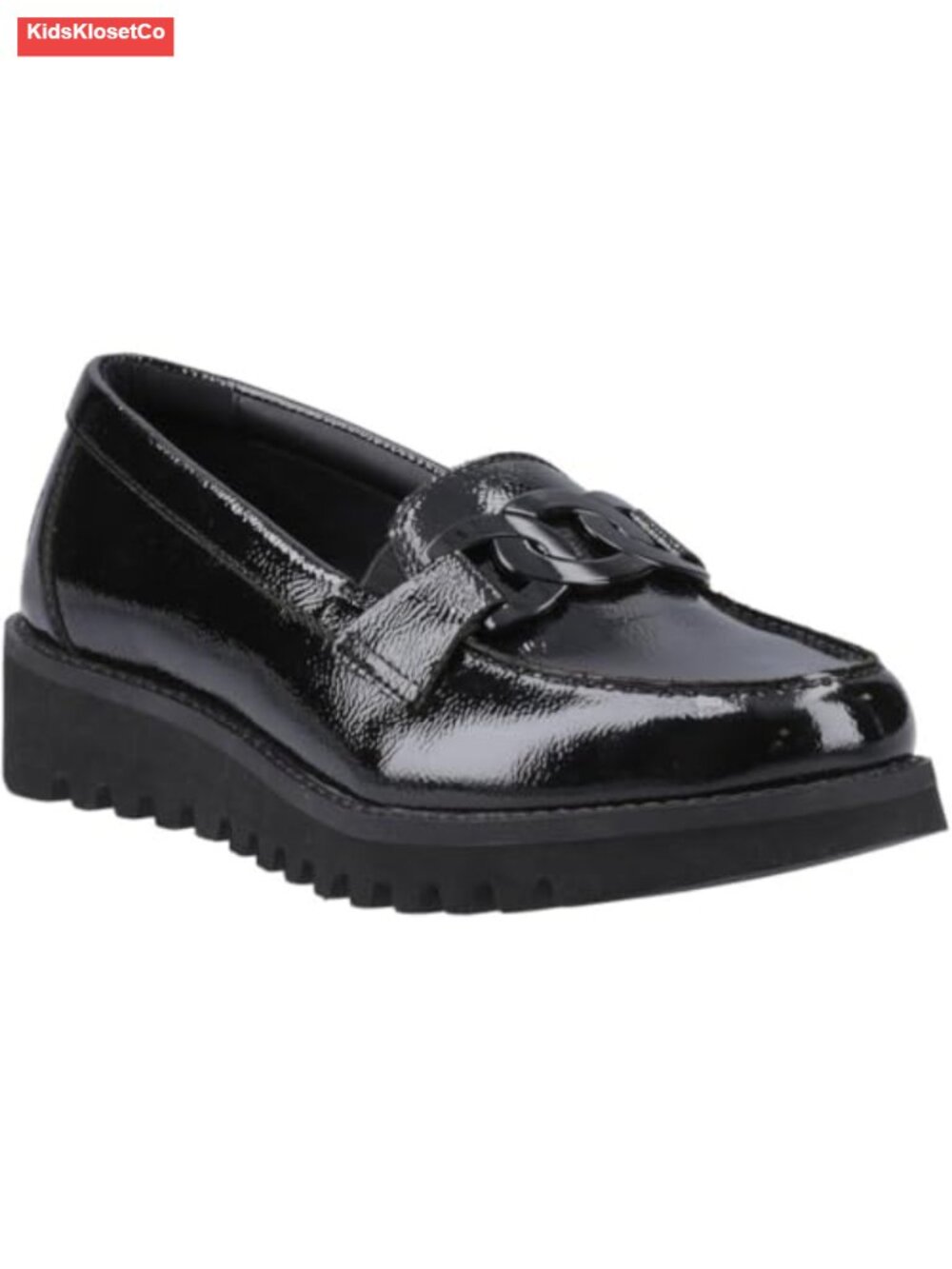 Patent Leather Loafer Girls Casual Lace-Up Flat Shoes